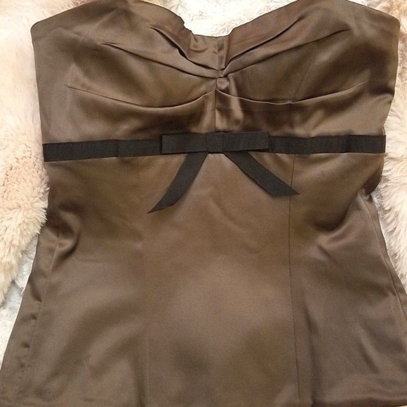 Classy Chestnut Satin Bustier ribbon Corset French - Picture 4 of 6